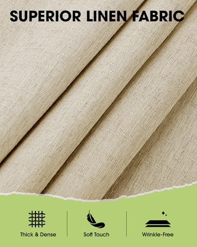 Pureegg Table Cloth for Round Tables - Elegant Linen Beige Tablecloth Resists Water, Stain, Wrinkle and Heat, Ideal for Dining, Party, Birthday and Wedding, 60 Inch - Image 2