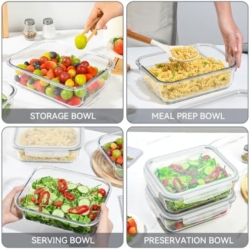 2 Pack 78 Oz / 9.8 Cups Large Glass Food Storage Containers with Lids, Meal Prep Containers for Baking, Serving, Glass Storage Container, BPA Free, Leakproof, Freezer, Microwave/Oven Safe - Image 6