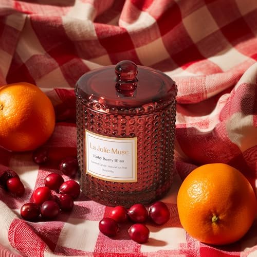 LA JOLIE MUSE Ruby Berry Bliss Scented Candles for Home, Natural Soy 55 Hrs - Image 4