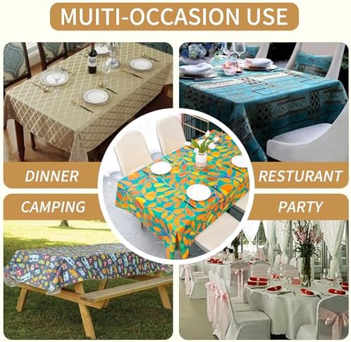 Rectangle Table Cloth,100% Waterproof Tablecloth Oil Proof Spill Proof Vinyl Table Cloth, Wipe Clean Plastic Table Cover for Dining, Camping, Indoor and Outdoor 54" x 78",Coloured Leaf - Image 6