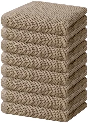 Homaxy 100% Cotton Waffle Weave Kitchen Dish Towels 8-Pack, Tan by Homaxy