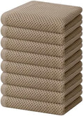 Homaxy 100% Cotton Waffle Weave Kitchen Dish Towels 8-Pack, Tan by Homaxy