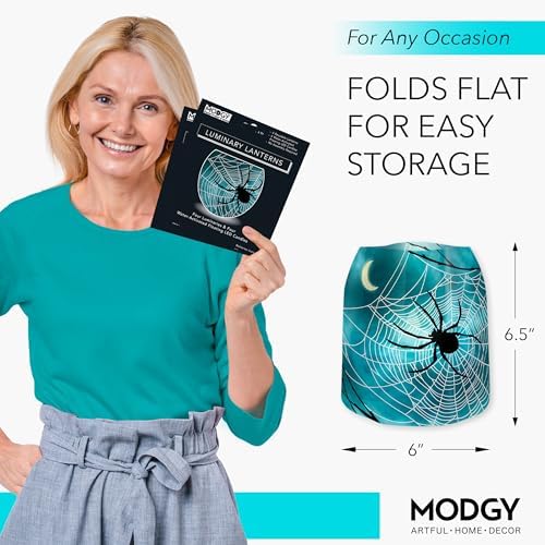 MODGY Luminary Lanterns Candle Holder Decorative Indoor Outdoor Decor, Lanterns for Wedding Centerpiece Decoration Outside Patio, with Flameless Floating LED Candles, EEK! Pack of 2 - Image 6