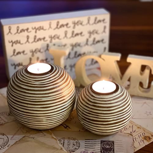 Tuva Brown Orb Tea Light Candle Holders, Gift Boxed Set of 2 - Image 4