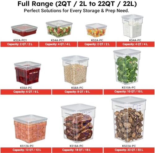 2 Pack Commercial Food Storage Container Set, 2 QT & 4 QT Airtight Clear Containers, Stackable Kitchen Storage Containers for Spices, Coffee Beans, Sugar and Dry Ingredients, Tall Model - Image 6