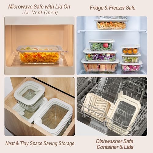 Urban Green Glass Food Storage Containers with Glass Lids, Microwave Safe Food Container Set, Aitight Meal Prep Container Set, LeakProof, 100% Plastic Free, 5 Pack - Image 3