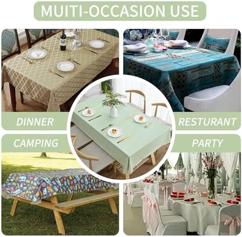 Rectangle Table Cloth,100% Waterproof Tablecloth Oil Proof Spill Proof Vinyl Table Cloth, Wipe Clean Plastic Table Cover for Dining, Camping, Indoor and Outdoor 52" x 70",Green - Image 5