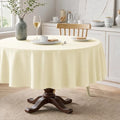 Veblandy Faux Linen Round Tablecloth 60 inch, Table Cloth Wrinkle Free Decorative Fabric Waterproof Table Cover for Dining/Party/Buffet/Wedding, Ivory by Veblandy