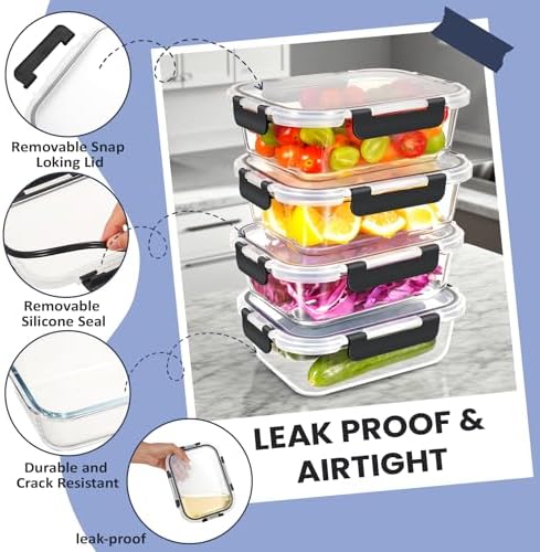 HOTEC 2-Pack 35OZ Glass Food Storage Container - Image 4