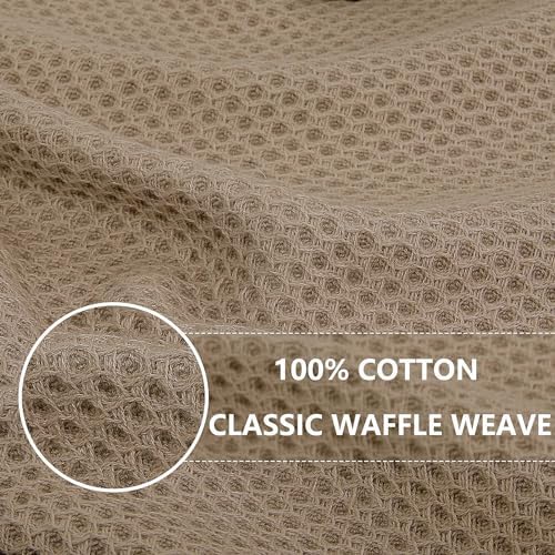 Homaxy 100% Cotton Waffle Weave Kitchen Dish Cloths 6-Pack, Tan - Image 2