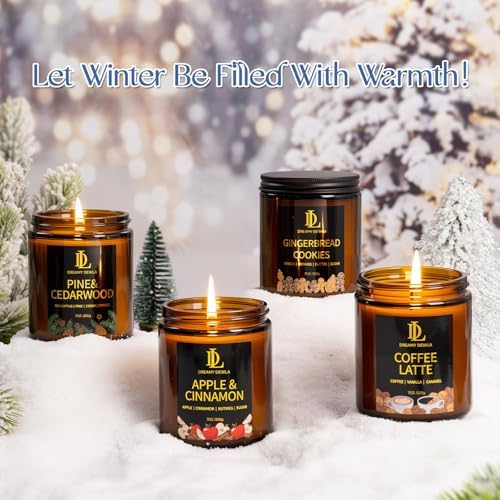 DL DREAMY DEWLA Fall Candle, Apple & Cinnamon Scented for Home, 7oz Soy Wax - Image 6