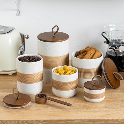 Miamolo Coffee Container with Lid for Countertop Ceramic Jar for Coffee Bar - Image 5