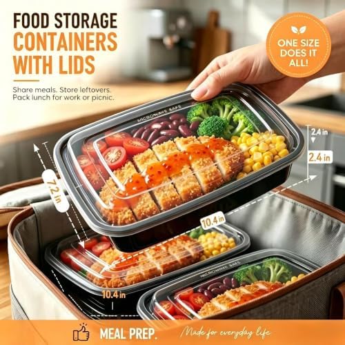 48OZ 30 Pack Meal Prep Containers Reusable Food Leftover Storage Containers - Image 2