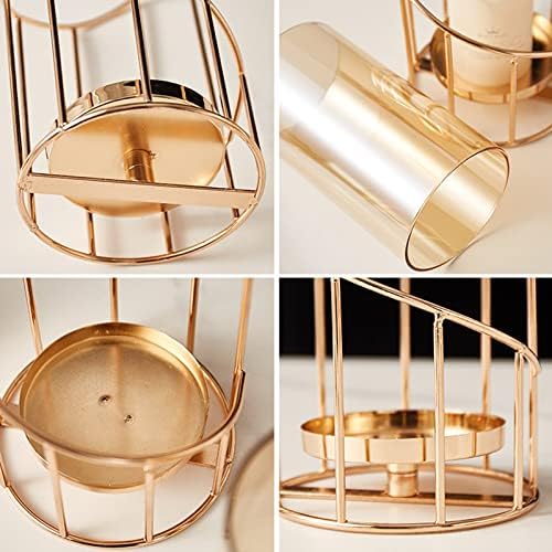 Metal Wire Candle Holder Set of 2, Glass Pillar Candle Holders Gold Decorative Tea Light Candleholders for Home Decor Table Decorations Centerpiece - Image 6