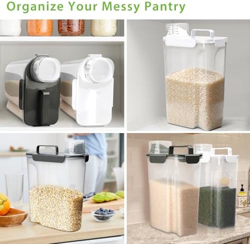Viretec Rice Storage Container, 15 to 20lb Dry Food Airtight Dispenser, Pet Dog Cat Food Canister, BPA Free Clear Plastic Kitchen and Pantry Organization Bin for Oatmeal, Cereal, Pasta, Flour Grey - Image 5