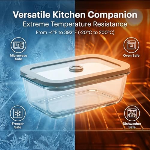 35 oz Glass Food Storage Containers with Glass Lids, 5 Pack, Airtight - Image 7