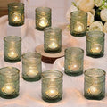 Green Votive Candle Holders Set of 36- Glass Tealight Candle Holders Bulk by DARJEN