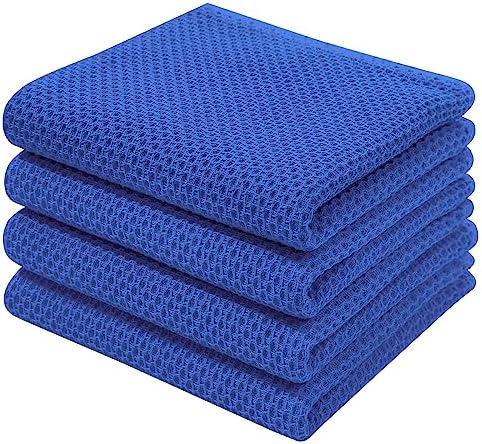 Homaxy 100% Cotton Waffle Weave Kitchen Dish Towels 4-Pack, Blueberry by Homaxy