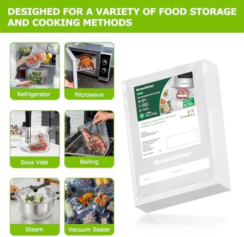Bonsenkitchen Precut Vacuum Food Sealer Bags 100 Pint 6" x 10", BPA Free - Image 3