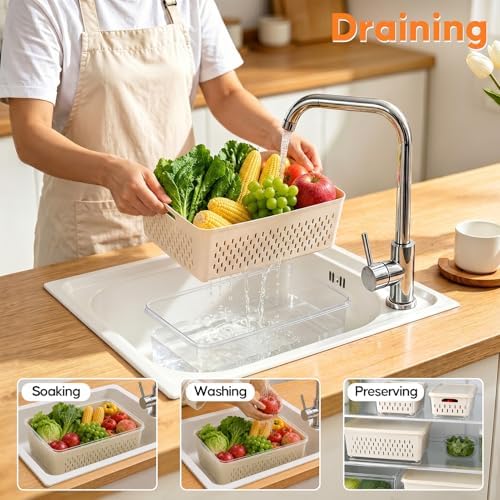 4 Pack Fruit Storage Containers for Fridge, Plastic Food Storage Container - Image 3