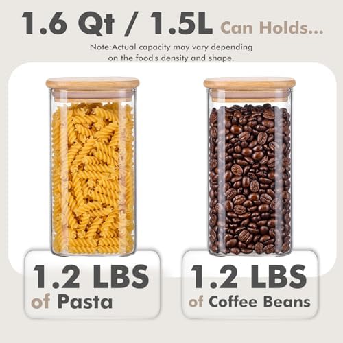 3-Pack 1.6Qt Square Glass Storage Jars with Bamboo Lids - Image 3