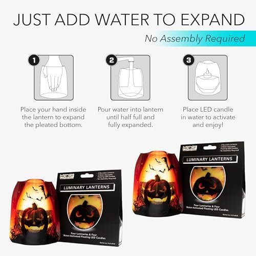 MODGY Luminary Lanterns Candle Holder Decorative Indoor Outdoor Decor, Lanterns for Wedding Centerpiece Decoration Outside Patio, with Flameless Floating LED Candles, Jacko Pack of 2 - Image 4
