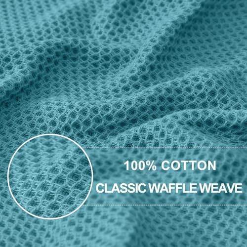 Homaxy 100% Cotton Waffle Weave Kitchen Dish Towels 24-Pack, Lake Blue - Image 2