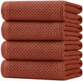 Homaxy 100% Cotton Oversized Waffle Weave Kitchen Towels 4-Pack, Rust by Homaxy
