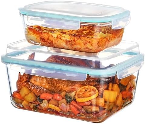 Vtopmart 220oz + 76.4oz Extra Large Glass Storage Containers Set by Vtopmart