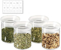 ZENS 10oz Glass Jars with Airtight Lid, 4 Pack Glass Kitchen Canisters Set for Spice, Loose Tea, Small Clear Glass Storage Jars with Labels for Herbs, Sugar by ZENSLIFESTYLE