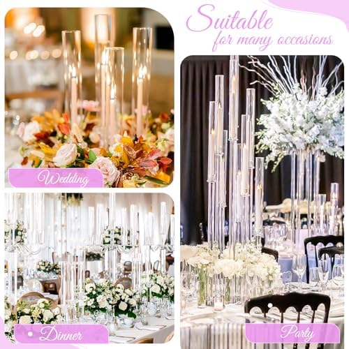 24 Pcs Hurricane Candle Holder Sleeve, H:16" D:2" Clear Glass - Image 6