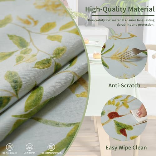 Rectangle Table Cloth,100% Waterproof Tablecloth Oil Proof Spill Proof Vinyl Table Cloth, Wipe Clean Plastic Table Cover for Dining, Camping, Indoor and Outdoor 52" x 70",Leaves - Image 3
