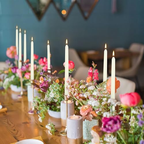 WPONSZU 50 Pack Ivory Taper Candles, 7-8 Hours Burn Time, Unscented, Smokeless and Dripless, 4/5 x 10 Inch for Christmas,Household,Dinner,Wedding,Valentine's Day,Party and Home Décor Candlesticks - Image 5