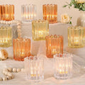 12PCS Votive Candle Holder, Orange Ribbed Votive Tealight Candle Holders by LOVELIGHTLOVELIFE