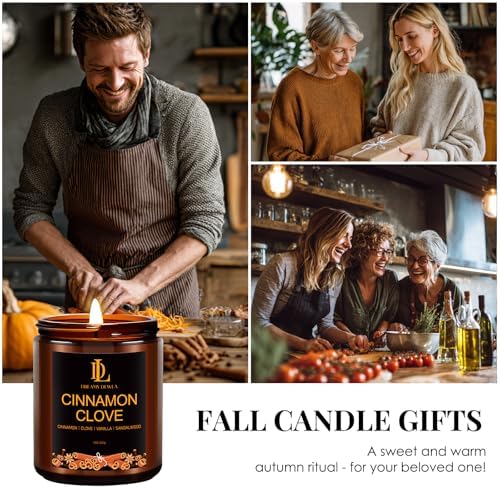 DL DREAMY DEWLA Fall Candle, Cinnamon Clove Scented for Home, 7oz Soy Wax - Image 3