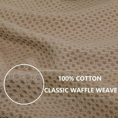 Homaxy 100% Cotton Waffle Weave Kitchen Dish Cloths 24-Pack, Tan - Image 2