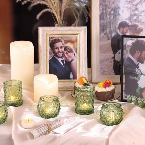 NITIME 12Pcs Assorted Green Votive Candle Holders, Tea Lights Candle Holder for Table Centerpiece, Green Candle Holders for Wedding, Bridal Shower and Tea Party Decorations - Image 5