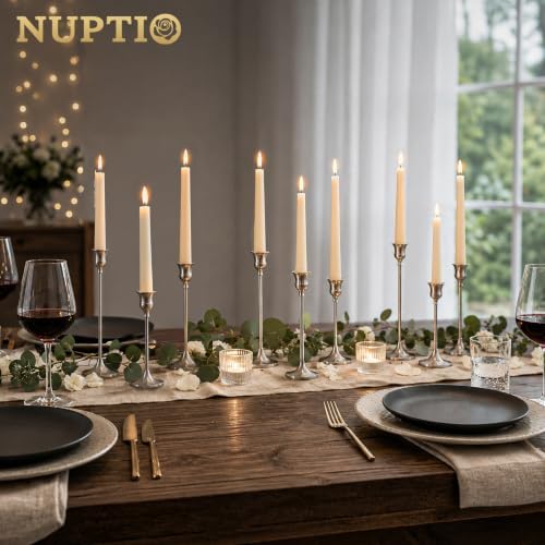 NUPTIO Candlestick Holders Vintage Decor: Silver Taper Candle Stick Holder - Image 2