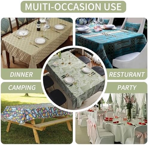 Rectangle Table Cloth,100% Waterproof Tablecloth Oil Proof Spill Proof Vinyl Table Cloth, Wipe Clean Plastic Table Cover for Dining, Camping, Indoor and Outdoor 52" x 70",Green Leaves - Image 6