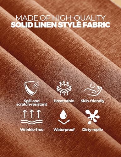 Decorelia Faux Linen Square Tablecloth for Dining Room,Waterproof Texture Decorative Farmhouse Table Cloth for Indoor Outdoor Party, Holiday, Banquet Picnics, Patio,70 x 70 Inch (Square),Burnt Orange - Image 5