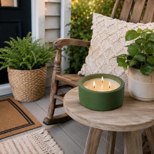 Viyffo 20oz Large Citronella Candles Outdoor, 3 Wick Citronella Candle Indoor, Non Toxic Soy Candles, Matte Green Ceramic Jar Candle for Patio, Porch, Backyard, Deck, Garden & Camping, Fall Decor - Image 3