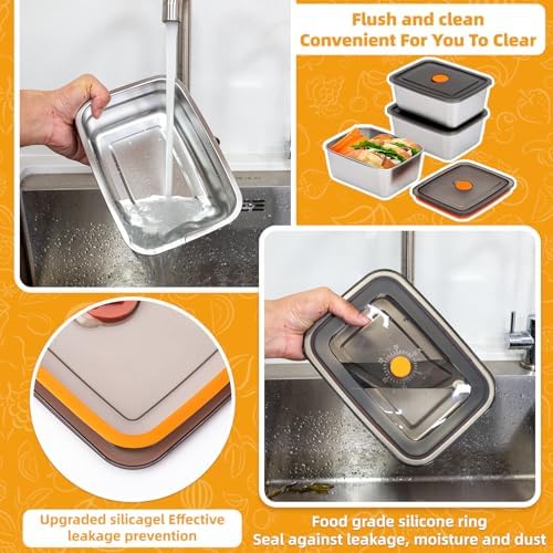 4 PCS(50oz+20oz) Stainless Steel Food Storage Containers With Lids Leak Proof & Airtight | Stainless steel freezer Containers,Airtight Bento Lunch Box,For Meal Prep,Fruit,Snack,Freezer - Image 4