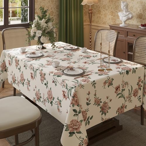 Rectangle Table Cloth,100% Waterproof Tablecloth Oil Proof Spill Proof Vinyl Table Cloth, Wipe Clean Plastic Table Cover for Dining, Camping, Indoor and Outdoor 52" x 70",Rose - Image 7