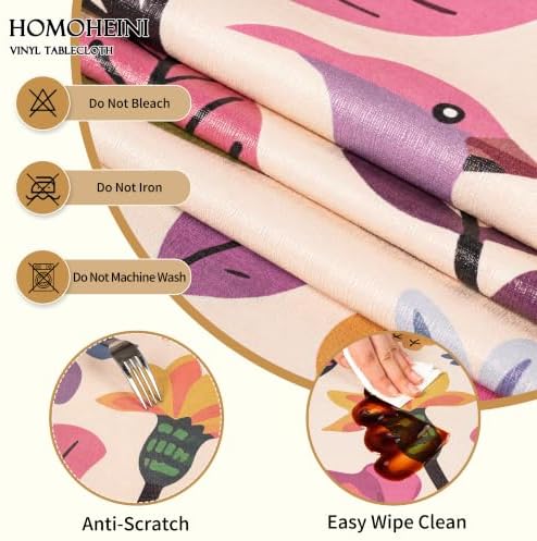 Rectangle Table Cloth,100% Waterproof Tablecloth Oil Proof Spill Proof Vinyl Table Cloth, Wipe Clean Plastic Table Cover for Dining, Camping, Indoor and Outdoor, 54"x54", Purple - Image 3