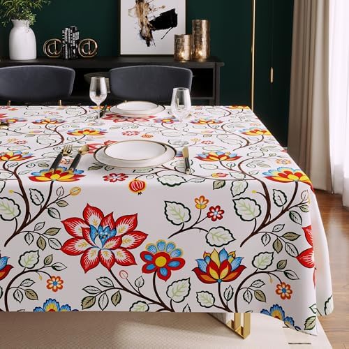 Rectangle Table Cloth,100% Waterproof Tablecloth Oil Proof Spill Proof Vinyl Table Cloth, Wipe Clean Plastic Table Cover for Dining, Camping, Indoor and Outdoor, 54"x102", Elegant Twig by Unknown
