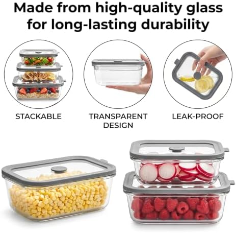 12 Pack Multi-Size Glass Food Storage Containers with Glass Lids - Image 3