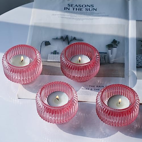 Woho Pink Candlestick Holders Set of 4, Taper Candle Holders for Birthday - Image 3