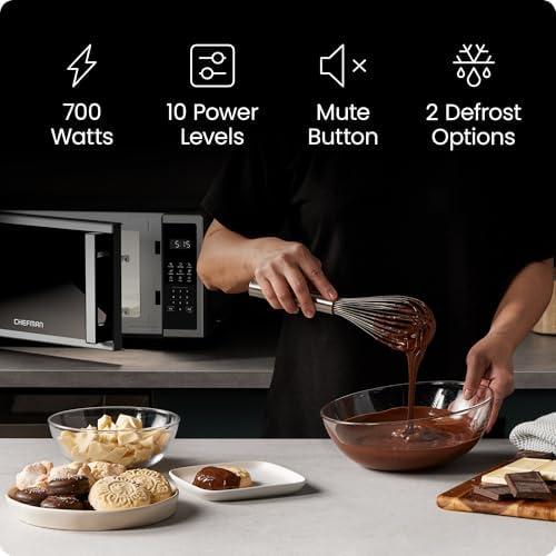 Chefman Compact Countertop Microwave, 0.7 Cu Ft, 700W, Stainless - Image 2