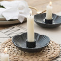 Ceramic Taper Candle Holder, 4.72 in Polished Round Base Tray by QNMUSUNC