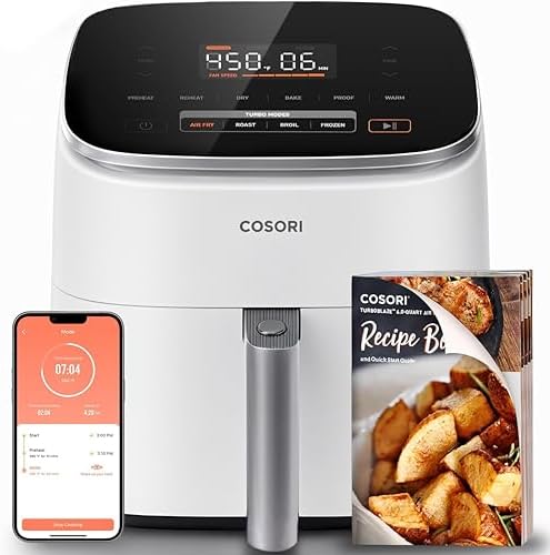Cosori TurboBlaze Smart Air Fryer 6 Qt, Shake Reminders, 9-in-1, Cream by Cosori